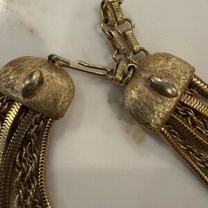 Multi-chain Elegant Gold Choker Necklace c 1960: